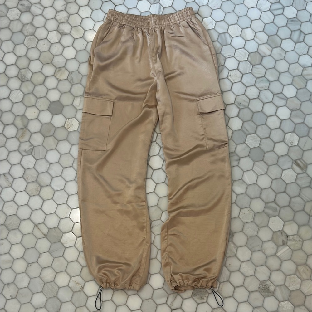 superdown Cream Satin Joggers